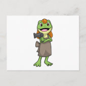 Kikker als kapper met föhn briefkaart (Voorkant)