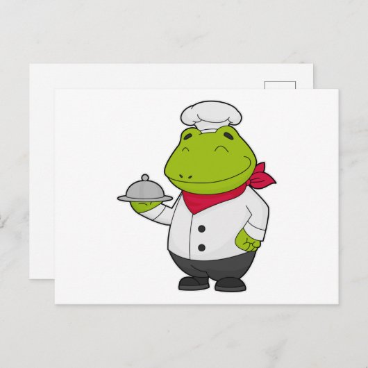 Kikker als kok met schaal briefkaart (Voorkant / Achterkant)