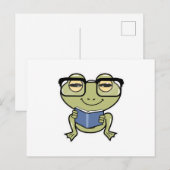 Kikker als leerling met boek briefkaart (Voorkant / Achterkant)