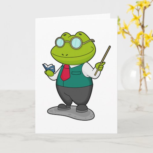 Kikker als leraar met boek kaart (Gele Bloem)
