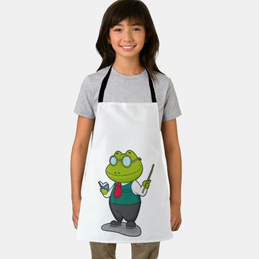 Kikker als leraar met boek schort (Insitu)