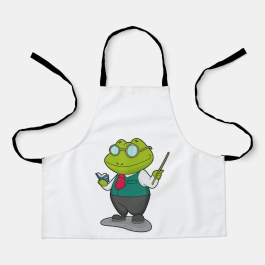 Kikker als leraar met boek schort (Voorkant)