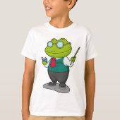 Kikker als leraar met boek t-shirt (Voorkant)