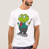 Kikker als leraar met boek t-shirt (Voorkant)