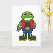 Kikker als Mechanicien met Sleutel Kaart (Gele Bloem)