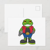 Kikker als monteur met sleutel briefkaart (Voorkant / Achterkant)