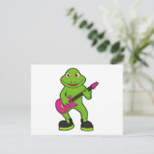 Kikker als musicus met gitaar briefkaart (Staand voorkant)