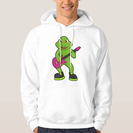 Kikker als muzikant met gitaar hoodie (Voorkant)