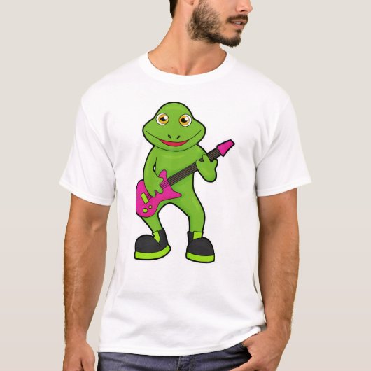 Kikker als muzikant met gitaar t-shirt (Voorkant)