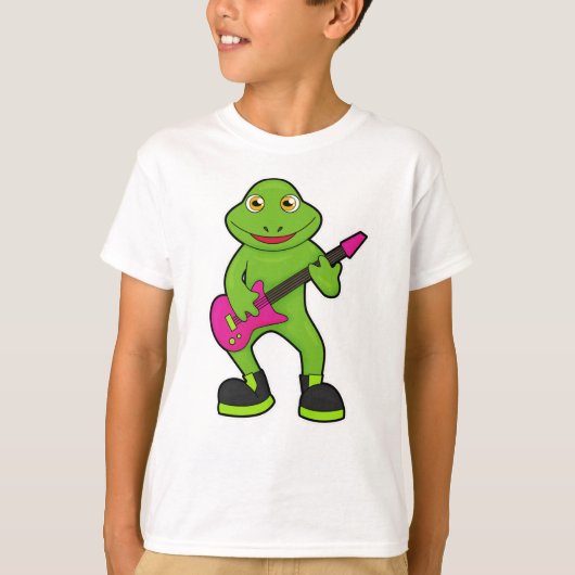 Kikker als muzikant met gitaar t-shirt (Voorkant)