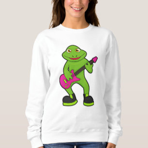 Kikker als muzikant met gitaar trui