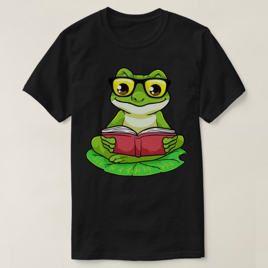 Kikker als Nerd met Bril Boek T-shirt (Design voorkant)