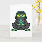 Kikker als Ninja in het zwart Kaart (Gele Bloem)