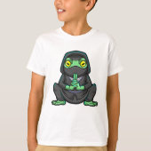 Kikker als Ninja in zwart T-shirt (Voorkant)