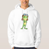 Kikker als piloot met Pet en bril Hoodie (Voorkant)