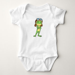 Kikker als piloot met Pet en bril Romper