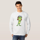 Kikker als piloot met Pet en bril T-shirt (Voorkant volledig)