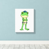 Kikker als politieagent met pet van politie canvas afdruk (Insitu (Houten vloer))