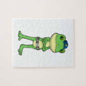 Kikker als politieagent met pet van politie legpuzzel (Horizontaal)