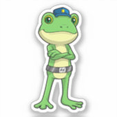 Kikker als politieagent met pet van politie sticker (Voorkant)