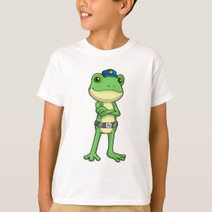 Kikker als politieagent met politiehoed t-shirt