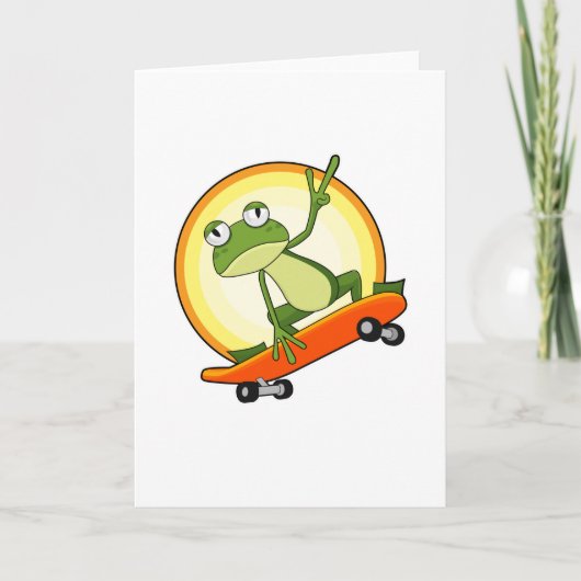 Kikker als schaatser met skateboard kaart (Voorkant)