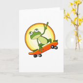Kikker als schaatser met skateboard kaart (Gele Bloem)