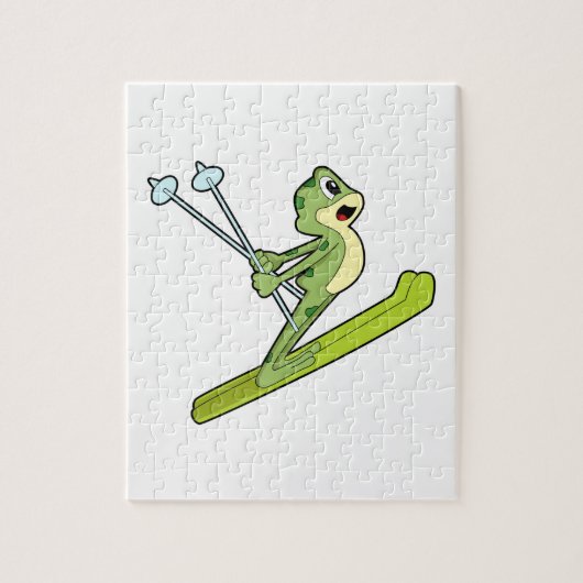 Kikker als schansspringer met ski.PNG Legpuzzel (Verticaal)