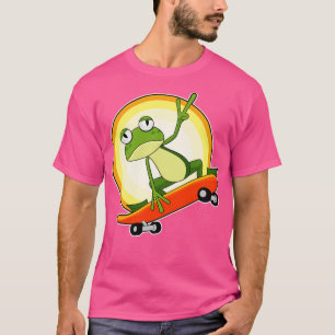 Kikker als skater met skateboard t-shirt
