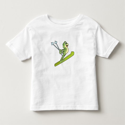 Kikker als skijumper met Ski.PNG Kinder Shirts (Voorkant)