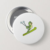 Kikker als skijumper met Ski.PNG Ronde Button 7,6 Cm (Voorkant /achterkant)