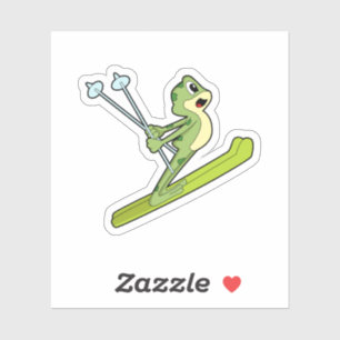 Kikker als skijumper met Ski.PNG Sticker