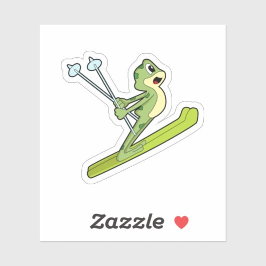 Kikker als skijumper met Ski.PNG Sticker (Vel)