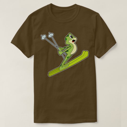 kikker als skijumper met skiën t-shirt (Design voorkant)