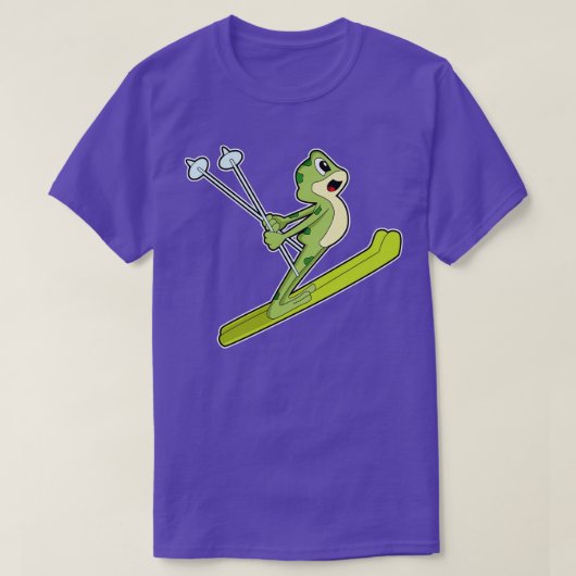 kikker als skijumper met skiën t-shirt (Design voorkant)