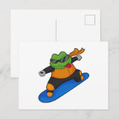 Kikker als sneeuwbard met snowboard briefkaart (Voorkant / Achterkant)