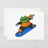 Kikker als sneeuwsurfer met snowboard briefkaart (Voorkant / Achterkant)