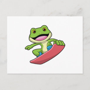Kikker als snowboarder met snowboard briefkaart