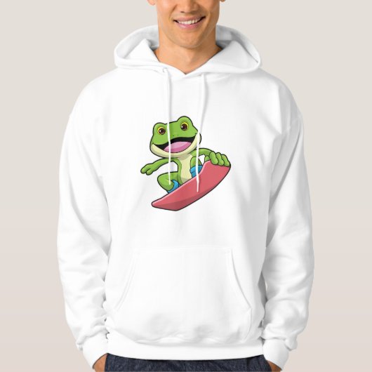 Kikker als Snowboarder met Snowboard Hoodie (Voorkant)