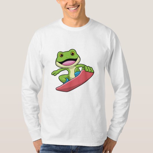 Kikker als Snowboarder met Snowboard T-shirt (Voorkant)