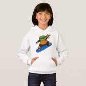 Kikker als Snowobarder met Snowboard (Voorkant volledig)