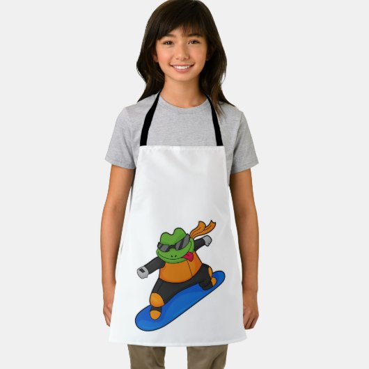 Kikker als Snowobarder met Snowboard Schort (Insitu)