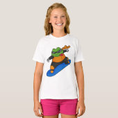 Kikker als Snowobarder met Snowboard T-shirt (Voorkant volledig)