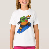 Kikker als Snowobarder met Snowboard T-shirt (Voorkant)