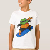 Kikker als Snowobarder met Snowboard T-shirt (Voorkant)
