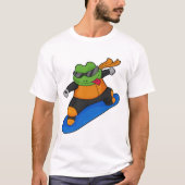 Kikker als Snowobarder met Snowboard T-shirt (Voorkant)