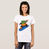 Kikker als Snowobarder met Snowboard T-shirt (Voorkant volledig)