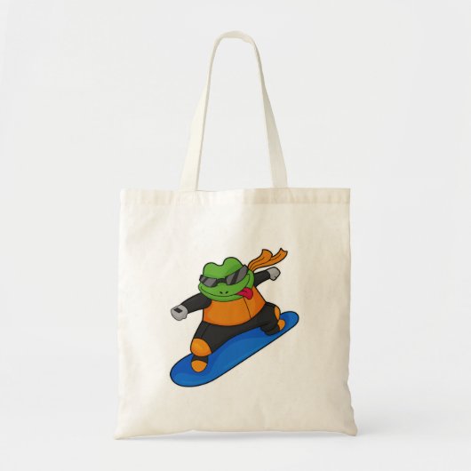 Kikker als Snowobarder met Snowboard Tote Bag (Voorkant)