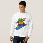 Kikker als Snowobarder met Snowboard Trui (Voorkant volledig)