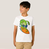 Kikker als surfer met surfplank t-shirt (Voorkant volledig)